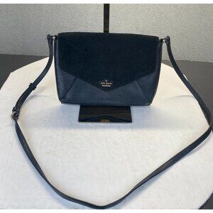 Kate Spade SPENCER'S COURT Black Suede & Pebbled Leather Envelope Crossbody